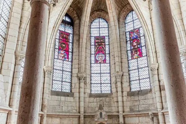 stock image SAINT QUENTIN,  PICARDY, FRANCE, JUNE 12, 2024 : interiors and architectural details of gothic Cathedral basilica