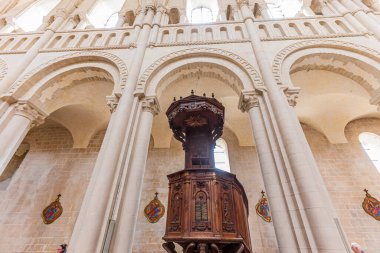 CAEN, CALVADOS, NORMANDY, FRANCE, MAY 16, 2024 : interiors and architectural details of church de la Trinite, also known as Ladies Abbey, Abbaye aux dames  clipart