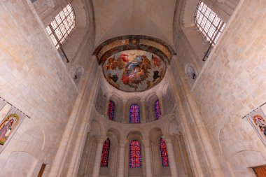 CAEN, CALVADOS, NORMANDY, FRANCE, MAY 16, 2024 : interiors and architectural details of church de la Trinite, also known as Ladies Abbey, Abbaye aux dames  clipart