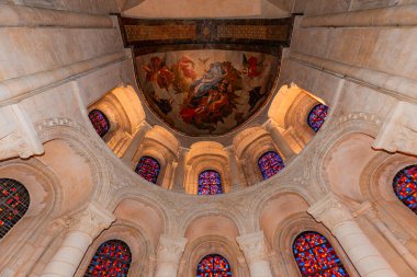 CAEN, CALVADOS, NORMANDY, FRANCE, MAY 16, 2024 : interiors and architectural details of church de la Trinite, also known as Ladies Abbey, Abbaye aux dames  clipart