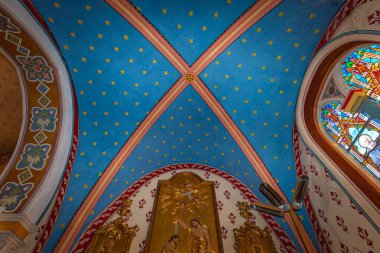 AIGUEZE, GARD, FRANCE, SEPTEMBER 19, 2024 : interiors and architectural details   of Saint-roch church  clipart