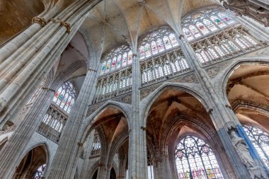 ROUEN, FRANCE, MAY 08, 2024 : interiors and architectural decors of  cathedral Saint Ouen clipart