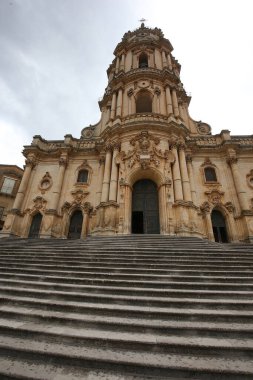 Modica, Sicilya, İtalya, 19 Haziran 2018: exteriorss detayları ve freskleri san Giorgio Kilisesi, 19 Haziran 2018 Duomo, Modica, Sicilya, İtalya