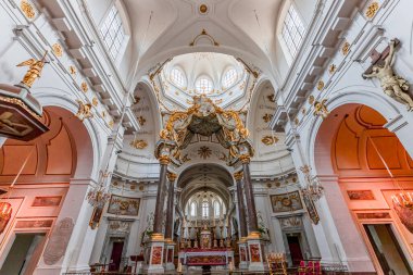 LYON, RHONE, FRANCE, OCTOBER 15, 2024 : interiors and architectural details of Saint Bruno des chartreux church clipart