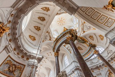 LYON, RHONE, FRANCE, OCTOBER 15, 2024 : interiors and architectural details of Saint Bruno des chartreux church clipart