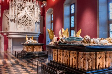 DIJON, BURGUNDY, FRANCE, 26 EKİM 2024: Burgundy Sarayı Düklerinin mimari detayları