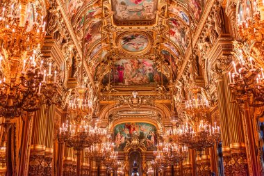 PARIS, FRANCE, 22 ARALIK 2012: Paris Operası 'ndaki tavan manzarası, Palais Garnier 