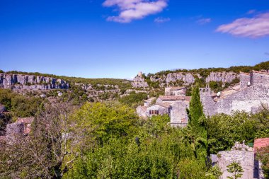 Ortaçağ köyü Balazuc, Ardeche, Provence, Cevennes, Fransa