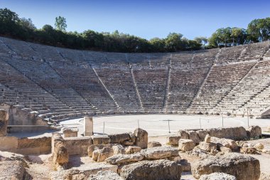 Epidaurus, Yunanistan, 12 Eylül 2017: Antik Tiyatro ve Epidaurus, 12 Eylül 2017 Argolis, peloponnese, Yunanistan