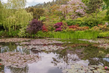 GIVERNY, FRANCE, 21 Mayıs 2015: Empresyonist bahçeler ve Claude Monet göletleri Giverny, Normandiya, Fransa