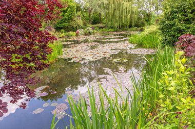 GIVERNY, FRANCE, 21 Mayıs 2015: Empresyonist bahçeler ve Claude Monet göletleri Giverny, Normandiya, Fransa