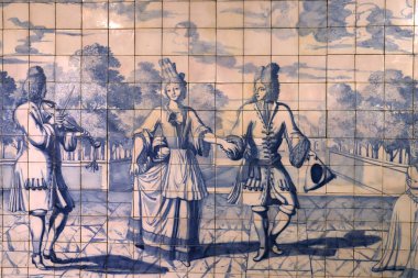 Portekiz Lizbon 'da duvarda seramik renkli azulejolar