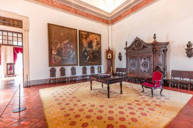 MAFRA, PORTUGAL, 13 Mart 2025, Mafra 'nın ulusal sarayının iç ve mimari detayları