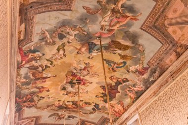 LISBON, PORTUGAL, 11 Mart 2025, Ajuda ulusal sarayının iç ve mimari detayları