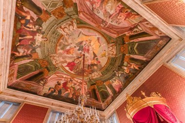 LISBON, PORTUGAL, 11 Mart 2025, Ajuda ulusal sarayının iç ve mimari detayları