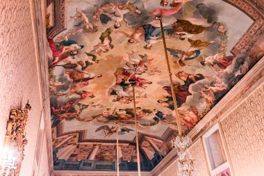 LISBON, PORTUGAL, 11 Mart 2025, Ajuda ulusal sarayının iç ve mimari detayları