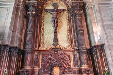 PARIS, FRANCE, MAY 29, 2025 :  lateral chapel details and frescoes in the nave of Saint Sulpice church, by various anonymus workshops, 19th  century