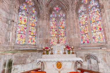 TREGUIER, COTES D 'ARMOR, BRANY, FRANCE, 2025: Katedral Saint Tugdual' ın mimari detayları