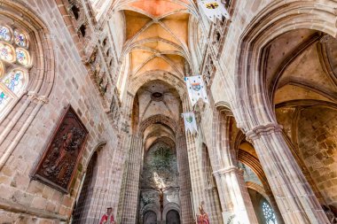TREGUIER, COTES D 'ARMOR, BRANY, FRANCE, 2025: Katedral Saint Tugdual' ın mimari detayları