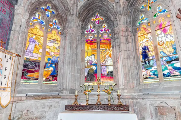 TREGUIER, COTES D 'ARMOR, BRANY, FRANCE, 2025: Katedral Saint Tugdual' ın mimari detayları