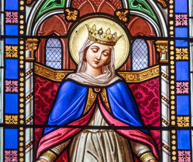 Saint-POL-DE-LEON, COTES D 'ARMOR, BRANY, FRANCE, 2025: Katedral Aziz Paul Aurelien' in boyalı camları