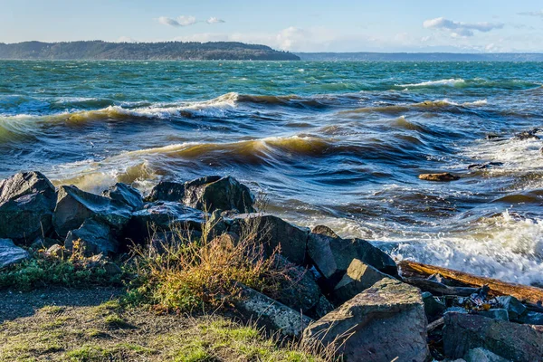 Pohled Oceán Státním Parku Saltwater Větrného Dne — Stock fotografie