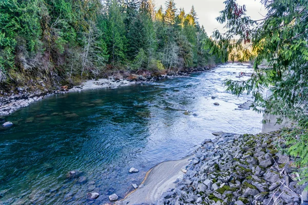 Vue Sur Rivière Snoqualmie Dans État Washington — Photo