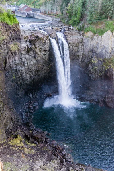 Víz Végigfolyik Snoqualmie Falls Arcán Washingtonban — Stock Fotó