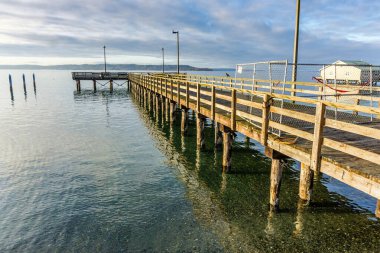 Washington, Redondo Sahili 'nde boş ahşap iskele..