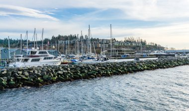 The breakwater and pier in Edmonds, Washington.