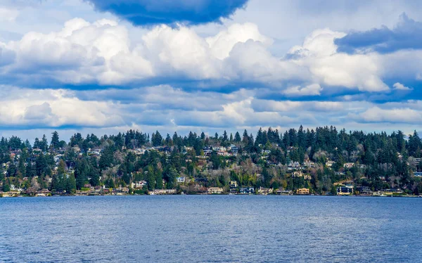 Domy Nad Brzegiem Jeziora Waszyngton Bellevue Waszyngton — Zdjęcie stockowe