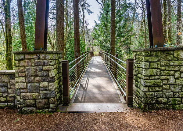View Walking Suspension Brdige Bellevue Botanical Garden Washington State — 스톡 사진