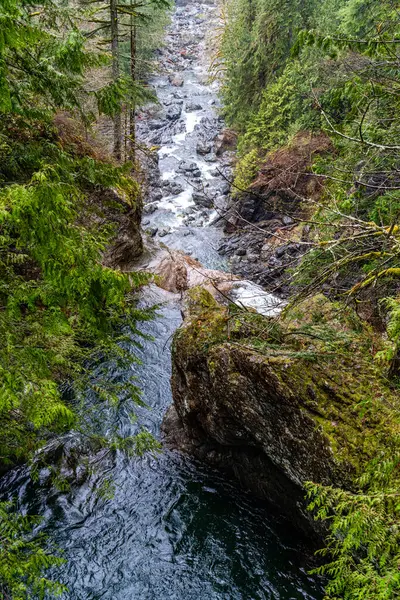 stock image A view of the Snaqualmie River below  from Twin Falls in Washington State.