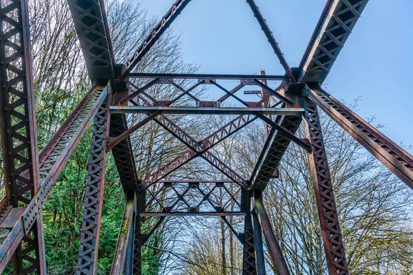 Nahaufnahme Eines Brückenbocks Auf Dem Cedar River Trail Reonton Washington — Stockfoto