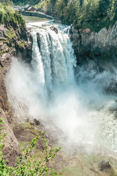 Pohled Snoqualmie Falls Silného Dne Státě Washington — Stock fotografie