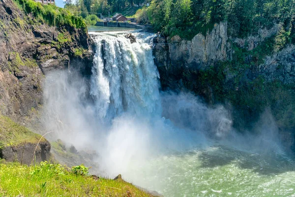 Över Snoqualmie Falls Kraftfull Dag Washington State — Stockfoto