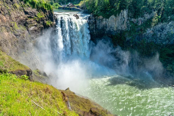 Pohled Snoqualmie Falls Silného Dne Státě Washington — Stock fotografie