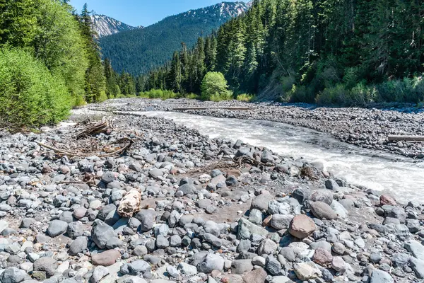 stock image A view of the White River flowing down from Mount Rainier in Washington State.