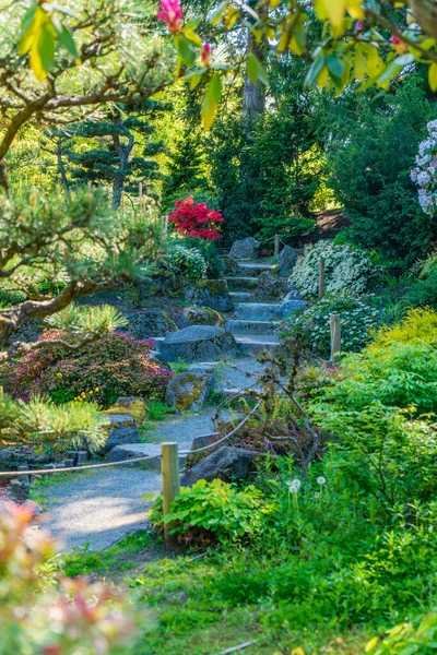 Uma Vista Degraus Pedra Jardim Seatac Washington — Fotografia de Stock