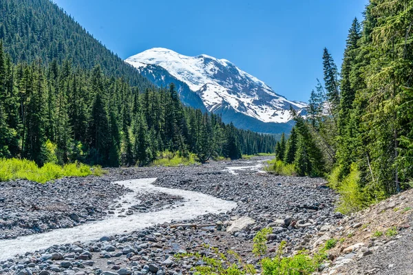 Blick Auf Den White River Der Vom Mount Rainier Bundesstaat — Stockfoto