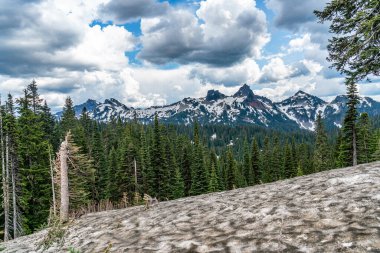 Washington 'daki Rainier Dağı' ndan Cascade Mountain Range 'e kadar uzanan....