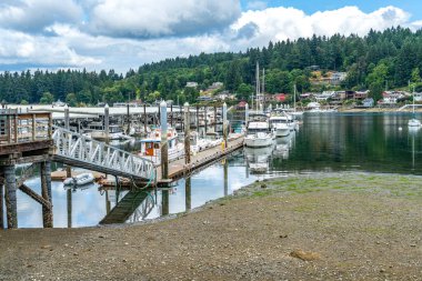 Gig Harbor, Washington 'daki yat limanının manzarası..