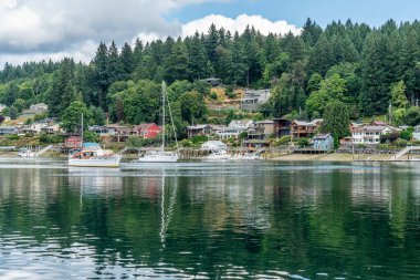 Tekneler Gig Limanı, Washington 'da bir marinada demirli..