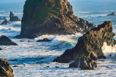 Brookings, Oregon 'daki deniz oluşumlarının manzarası.