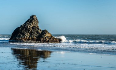 Brookings, Oregon 'daki Harris State Park plajında kaya oluşumları.