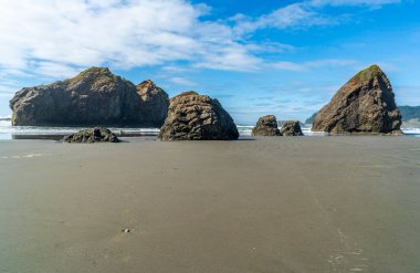 Oregon 'daki Meyers Creek Sahili' ndeki kaya oluşumlarının görüntüsü..