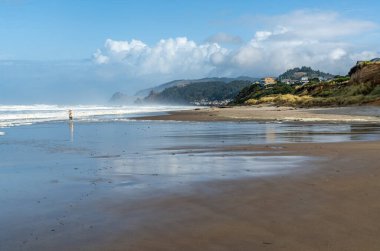 Lincoln City, Oregon 'daki manzaralı kıyı şeridi.