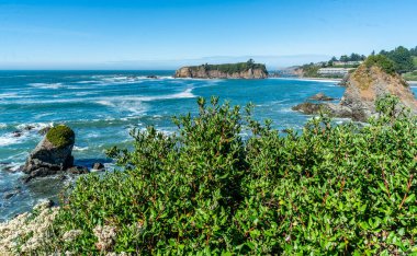 Brookings, Oregon 'daki Chetco Point' ten kaya oluşumlarının görüntüsü.