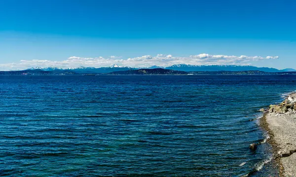 Vedere Munților Peste Puget Sound Fotografie Făcută Din West Seattle — Fotografie, imagine de stoc