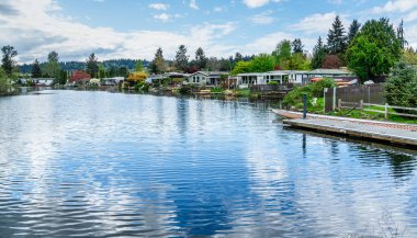 Kenmore, Washington 'daki Sammamish Nehri kıyısı..